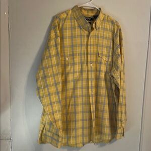 Panhandle Slim Western Cowboy Button Up Long Sleeve Yellow Plaid Shirt. Size XL